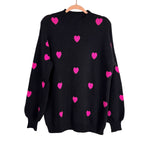 Pink Desert Miss Sparkling Black Heart Sweater NWT- Size L