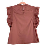 Impeccable Pig Dusty Rose Ruffle Smocked Sleeve Top- Size S