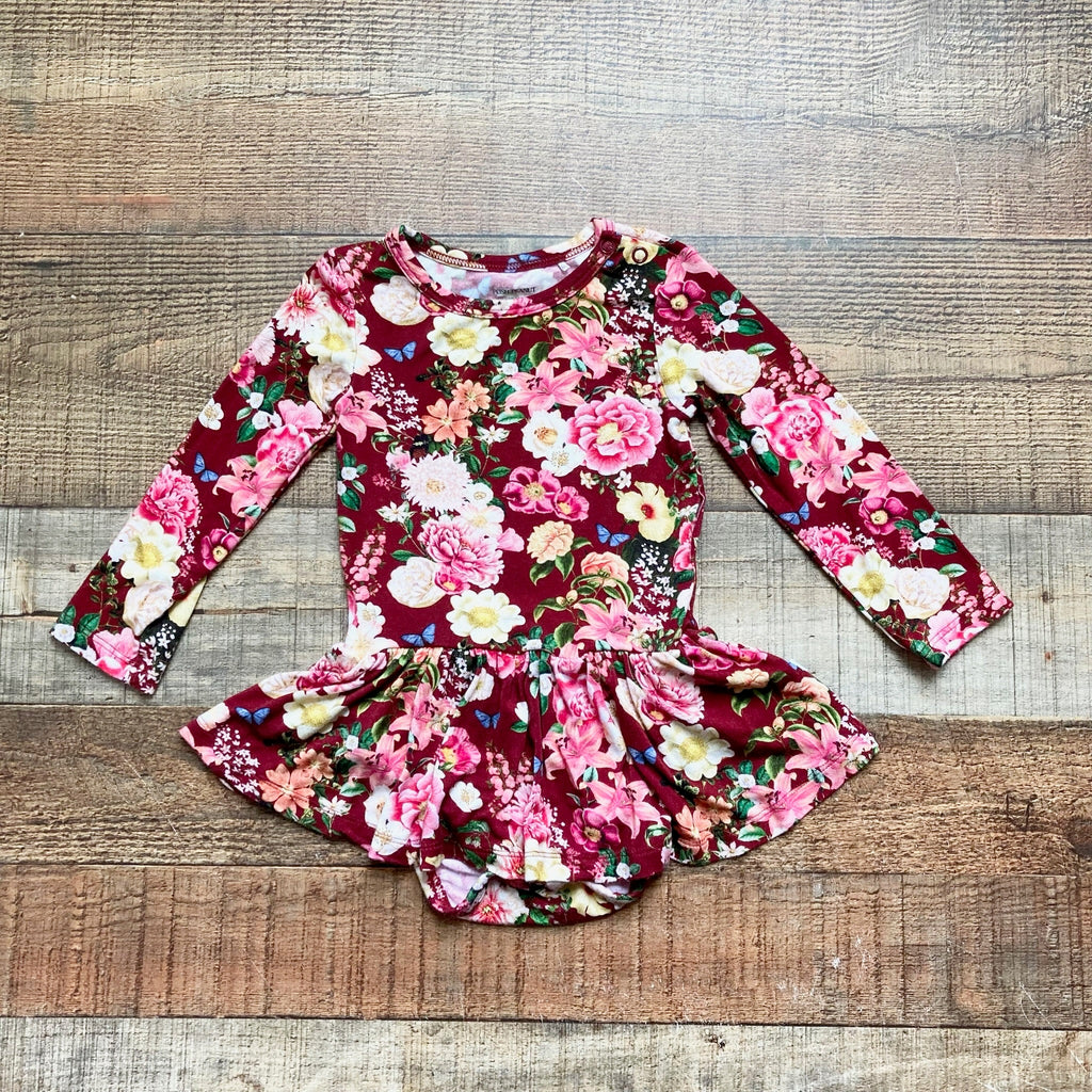 Posh Peanut Maroon with Pink/Cream/Green Floral Print Dress- Size 12-1 The Saved Collection Posh Peanut Maroon with Pink/Cream/Green Floral Print Dress- Size 12-1 The Saved Collection