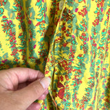 Roller Rabbit Yellow with Striped Floral Print Balloon Sleeves Button Up Dress- Size XL (see notes)