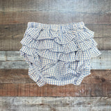 Shrimp & Grits Kids Blue Floral Smocked Tie Strap Top and Gingham Ruffle Butt Bloomers Set- Size 3T (sold as a set)