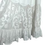 Abercrombie & Fitch White Sheer Embroidered Puff Sleeve Lace Up Back Lace Eyelet Hem Dress- Size L