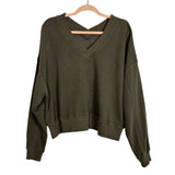 Aerie Brown V-Neck Sweatshirt NWT- Size S