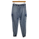 Almost Famous Elastic Waist and Cuffs Cargo Jeans- Size L (Inseam  27”)
