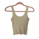Be Cool Tan Ribbed Cropped Tank Top - Size S/M (See Notes)