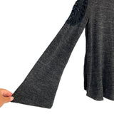 Dainty Hooligan Black/Charcoal Space Dye with Crochet Cold Shoulder Top- Size ~S (no size tag, fits like a small)