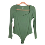 Pumiey Green Sweetheart Neckline Long Sleeve Bodysuit NWT- Size M