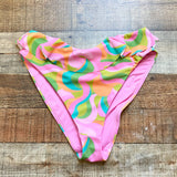 Show Me Your Mumu Barbie Pinks and Greens Ruffle Bikini Bottoms- Size S (sold out online, we have matching top)