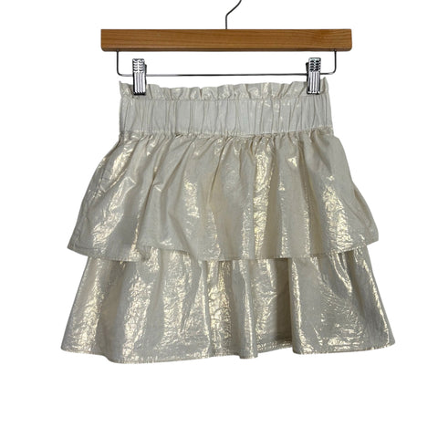 No Brand Cream Gold Shimmer Skirt - Size ~12 Girls (No Size Tag, Fits Like A Girls 12)