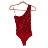Superdown Red Sequin One Shoulder Remi Bodysuit- Size S (sold out online)