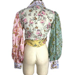 Free People Pink/Blue/Green/Yellow Floral Print Lucky Penny Wrap Top- Size S (sold out online)