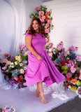 Abercrombie & Fitch Modal-Blend Collection Pinkish Purple Cinched Sides Off the Shoulder Dress- Size L