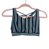 9two5 Fit Navy Striped Strappy Back Sports Bra- Size S