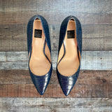 White House Black Market Teal Snakeskin Print Heels- Size 7.5