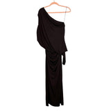 NBD Chocolate Cinched One Shoulder Side Cutout Back Slit Dress NWT- Size L (sold out online)