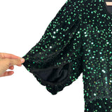 Ivy City Co Black/Green Sequin Puff Sleeve Dress - Size XL (Sold Out Online!)