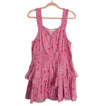 Love Shack Fancy Pink Floral Smocked Ruffle Mini Dress- Size XL