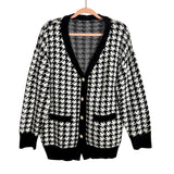 Interdee Houndstooth Cardigan Sweater - Size S (See Notes)