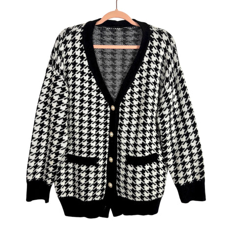 Interdee Houndstooth Cardigan Sweater - Size S (See Notes)