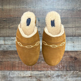 Hari Mari Nubuck Leather Faux Fur Lined Mule Slippers- Size 6