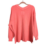 Aerie Orange Sherbet Wonder Textured V-Neck Sweatshirt- Size S