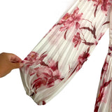 L'atiste by Amy Ivory/Pink/Maroon Floral Print Pleated with Front Twist and Front and Back Cut Outs Dress- Size S