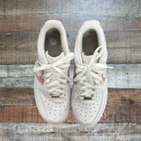 Pre-Owned Nike Air Force 1 White Pink Printed Sneakers- Size 8