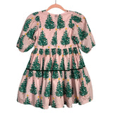Pink Chicken Pink Christmas Tree with Green Velvet Trim Dress-Size 8Y (see notes)