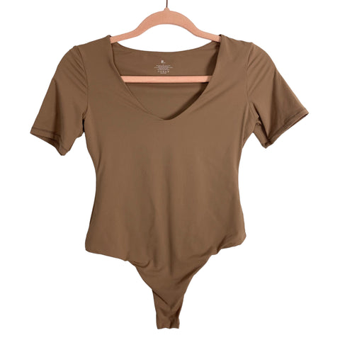 Pumiey Brown V-Neck Bodysuit- Size S