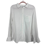 J Crew Classic White Gauze Side Slit Button Up Top-Size 14