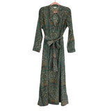 Livro Green Floral Printed V-Neck Belted Dress- Size L