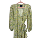 No. 6 Store Pink/Greens Printed Silk Blend V-Neck Wrap Dress- Size 0