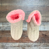No Brand Grey and Pink Cable Knit Slipper Boots- Size 35-38