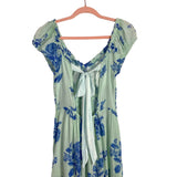 Free People Green Blue Floral Side Slit Back Tie Dres- Size M (see notes)