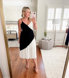 River Island Black and White Pleated Skirt Dress- Size 12/US8