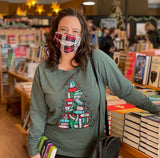 Instant Message Spruce Green Books Christmas Tree Sweatshirt- Size L