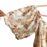 Abercrombie & Fitch Cream Printed Linen Blend Puff Sleeve Top- Size S (we have matching shorts)