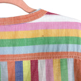 J Crew Colorful Striped Pleated V-Neck Linen Dress- Size XL (see notes)