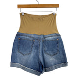 Indigo Poppy Maternity Distressed Cuffed Jean Shorts- Size L