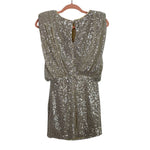 Do+Be Champagne/Silver Sequins with Shoulder Pads Blouson Style Dress NWT- Size S