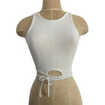 Cotton Candy LA White Ribbed with Wraparound Tie Crop Tank- Size S (see notes)
