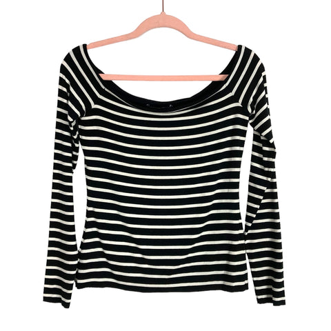 Bailey/44 Black/White Striped Off the Shoulder Top- Size S