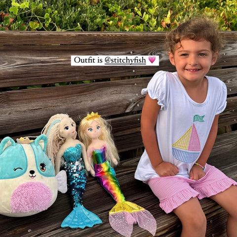 Stitchy Fish White Embroidered Sailboat Top- Size 4T