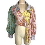 Free People Pink/Blue/Green/Yellow Floral Print Lucky Penny Wrap Top- Size S (sold out online)