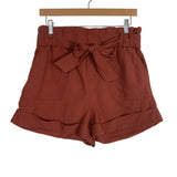 BP Brown Henna Linen Paperbag Waist with Tie Belt Shorts NWT- Size M