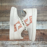 Pre-Owned Nike Air Force 1 White Pink Printed Sneakers- Size 8