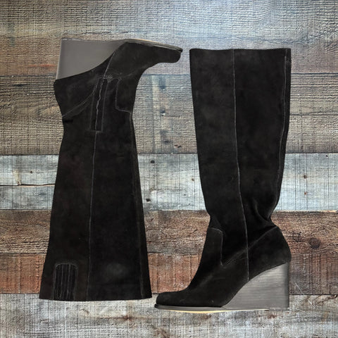 Sole Society Black Knee High Wedge Boots - Size 9.5 (See Notes)