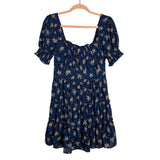 Trixxi Navy Blue Floral Print Dress - Size M