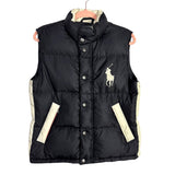 Ralph Lauren Black with Cream Stripe and Pockets Feather Down Puffer Vest- Size M (see notes)