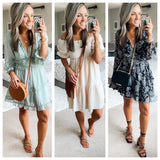 No Brand (Cupshe) Cream Gauze Off the Shoulder Smocked Dress- Size S